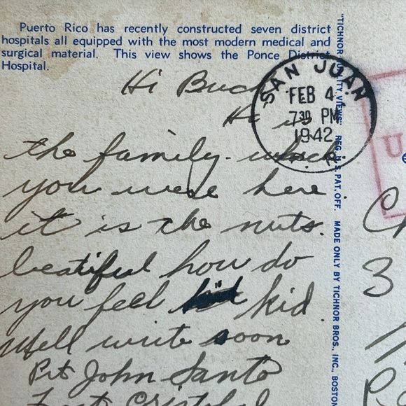 Vintage postcard, postmarked 1942, Insular District Hospital, Ponce, Puerto Rico - Picture 4 of 4